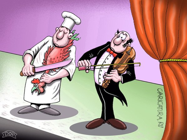 Карикатура "Два мастера", Руслан Долженец