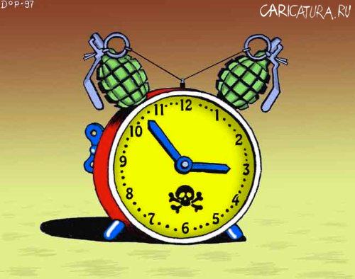 Карикатура "Одноразовый будильник", Руслан Долженец