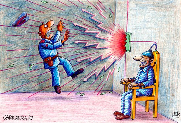 Карикатура "Электрический стул", Махмуд Эшонкулов