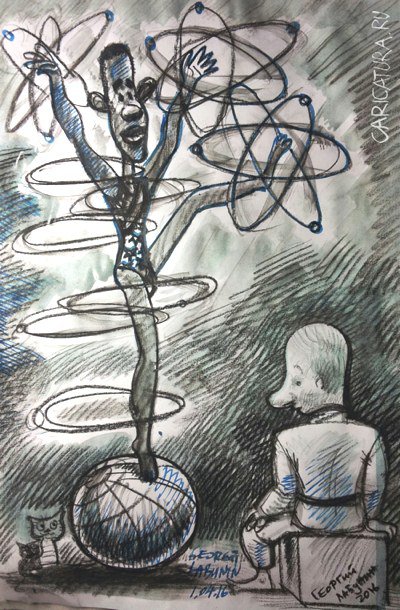 Карикатура "Девочка на шАру", Георгий Лабунин