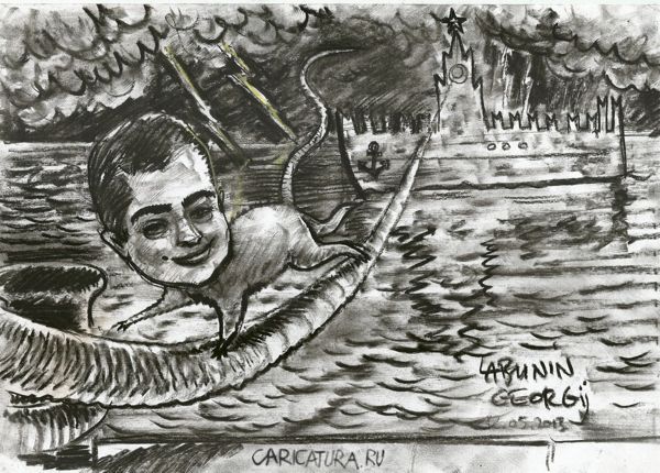 Карикатура "Сурки бегут с корабля", Георгий Лабунин