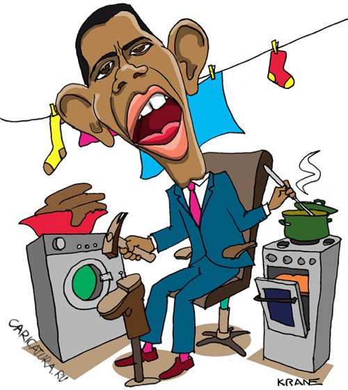 Карикатура "Барака Обаму ждет рутина", Евгений Кран