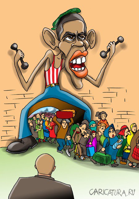 Карикатура "Путин и Обама схлестнулись в словесном поединке", Евгений Кран