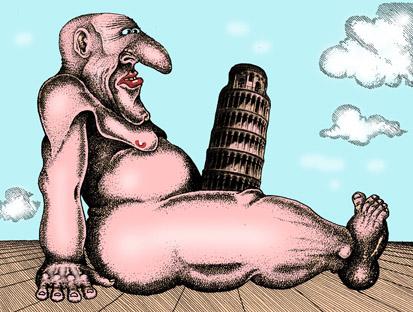 Карикатура "Пизанская башня", Игорь Лукьянченко