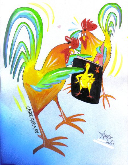 Карикатура "Курица или яйцо: Плейбой", Артуро Росас