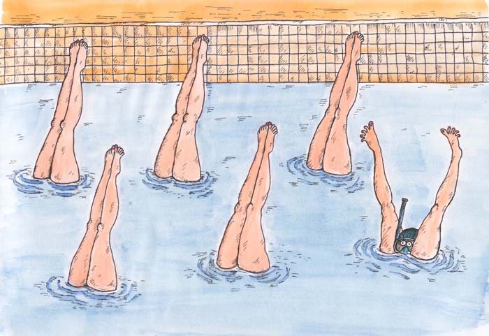 Карикатура "Синхронное плавание", Валерий Тарасенко