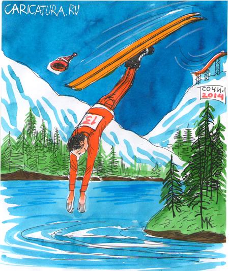 Карикатура "Сверхрекордный прыжок", Николай Капуста