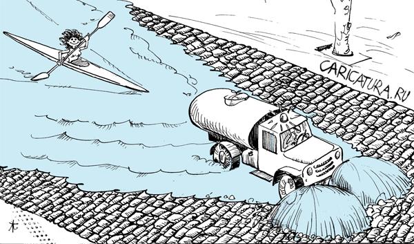 Карикатура "Без воды никак...", Юрий Санников