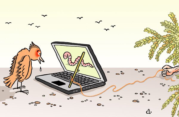 Карикатура "Ноутбук - ловушка", Василий Александров