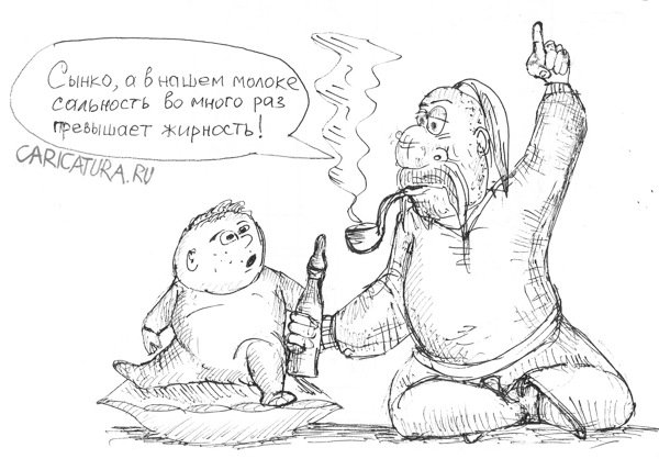 Карикатура "Cальность молока", Алексей Безель