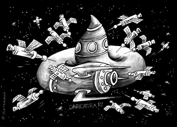 Карикатура "В космосе", Виктор Богданов