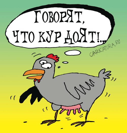 Карикатура "Говорят, что кур доят", Артём Бушуев