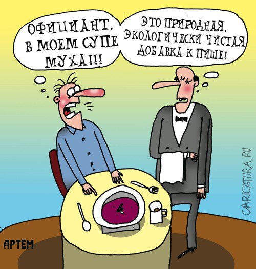 Карикатура "Муха в супе", Артём Бушуев
