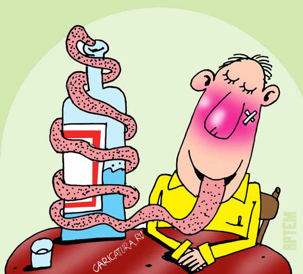 Карикатура "В борьбе с зелёным змеем", Артём Бушуев