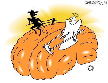 Карикатура "Соблазн (черт и ангел)", Геннадий Чегодаев