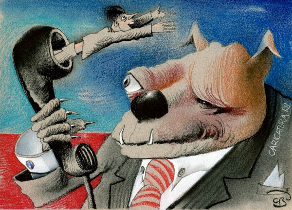 Карикатура "На связи", Сергей Дергачев