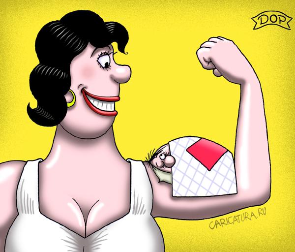 Карикатура "Сильная женщина", Руслан Долженец