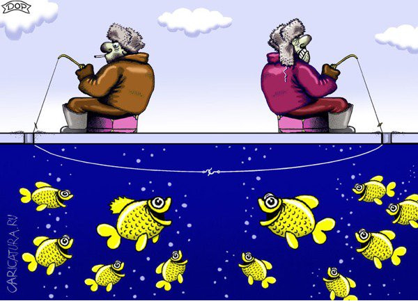 Карикатура "Зимняя рыбалка", Руслан Долженец