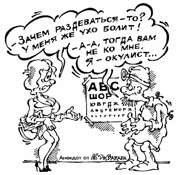 Карикатура "У окулиста", Олег Черновольцев