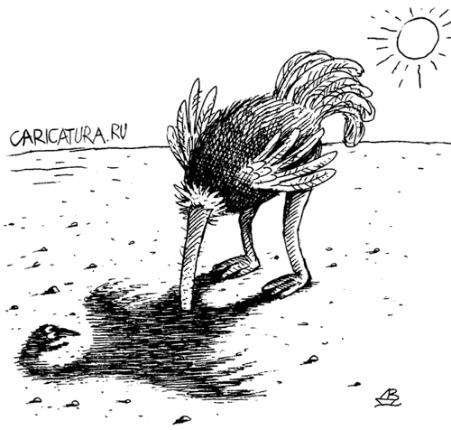 Карикатура "Страус и тень", Валентин Дубинин