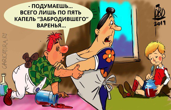 Карикатура "По пять капель", Батыр Джузбаев