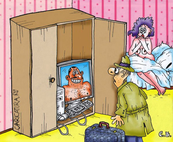 Карикатура "В шкафу", Сергей Ермилов