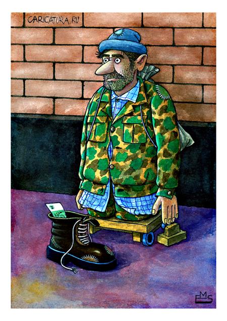 Карикатура "Обувь для безногого", Махмуд Эшонкулов
