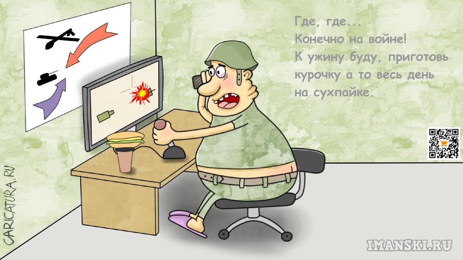 Карикатура "Трудности современной войны", Игорь Иманский