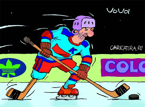 Карикатура "Одноногий хоккеист", Владимир Иванов