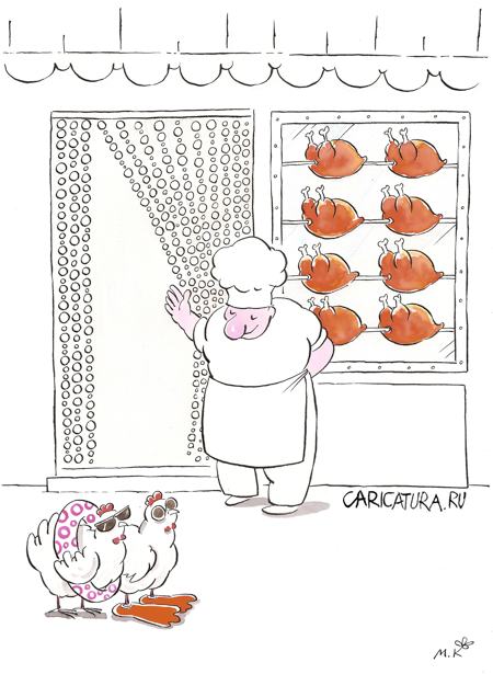 Карикатура "Курица или яйцо - Гриль", Мехмет Кахраман