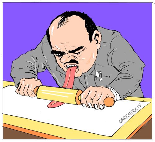 Карикатура "Язык-тесто", Хайрулло Давлатов