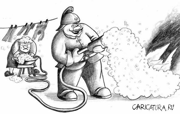 Карикатура "Пожарный", Олег Хархан
