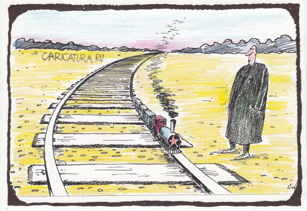 Карикатура "Поезд, идущий в рай", Николай Кинчаров