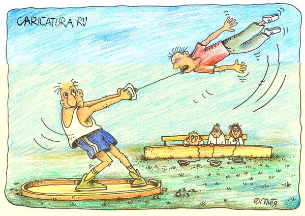 Карикатура "Олимпиада 2004: Метатель-стоматолог", Дмитрий Кононов