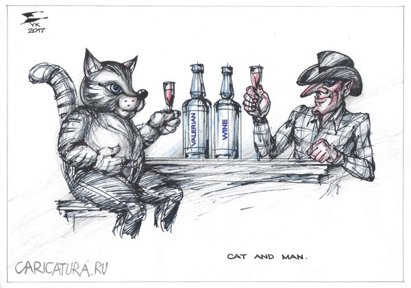 Карикатура "Кот и Человек", Юрий Косарев