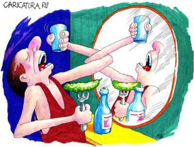 Карикатура "Алкоголик", Серик Кульмешкенов