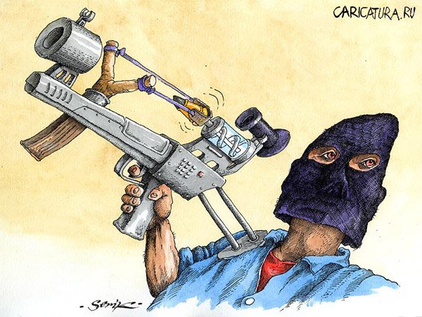 Карикатура "Hi Tech Gun", Серик Кульмешкенов