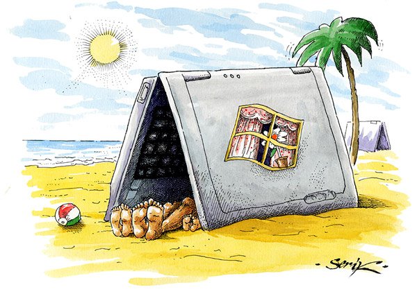 Карикатура "High Teck Tent", Серик Кульмешкенов