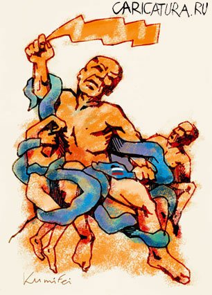 Карикатура "Не отпускает, гадина!", Эдуард Березовой