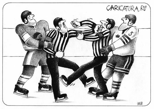 Карикатура "Зимний спорт: Арбитры", Юрий Кутасевич