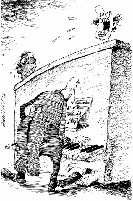 Карикатура "Клавиши", Михаил Ларичев