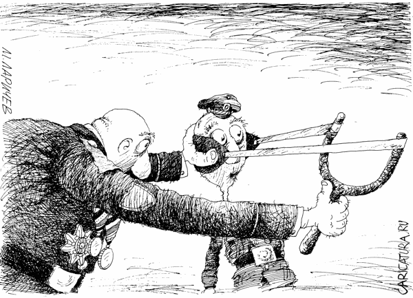 Карикатура "Выстрел", Михаил Ларичев