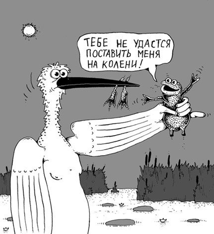 Карикатура "Аист и лягушка", Игорь Лукьянченко