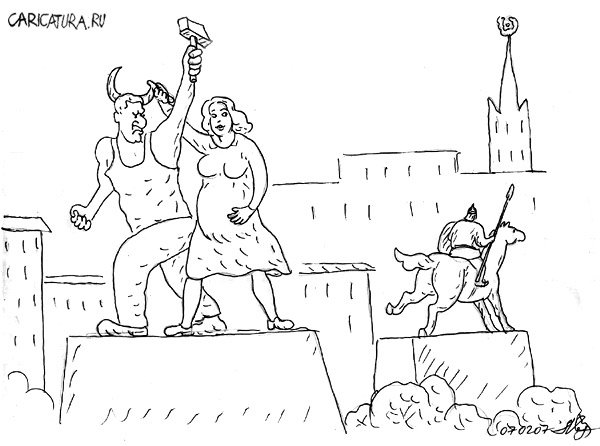 Карикатура "Из жизни памятников", Михаил Марченков