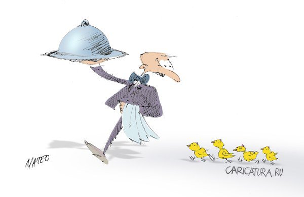 Карикатура "Курица или яйцо - Птенцы", Георг Мати