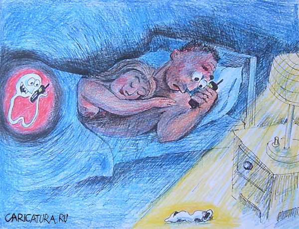 Карикатура "Ночной звонок", Александр Матис