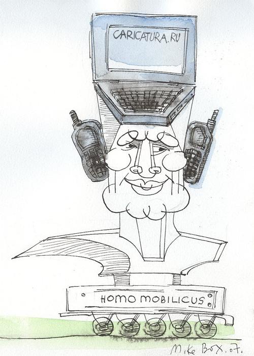 Карикатура "Homo Mobilicus", Михаил Ворожцов