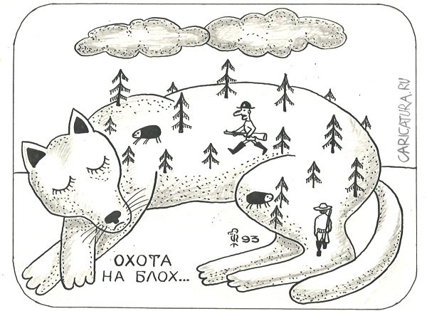 Карикатура "Охота на блох", Вяч Минаев