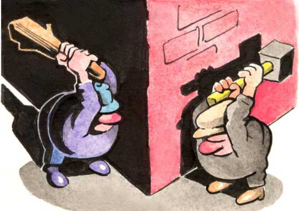 Карикатура "Двое за углом", Александр Никитин