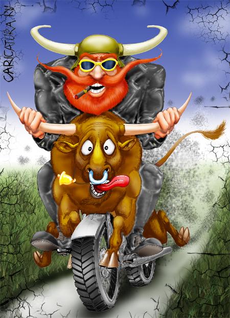 Карикатура "Быкоцикл", Александр Никитюк